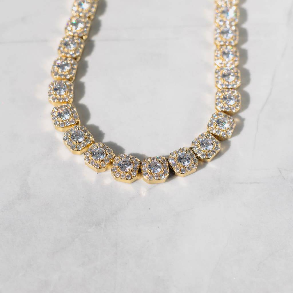 10MM CORRENTE CLUSTERED TENNIS - BANHADO A OURO 18K