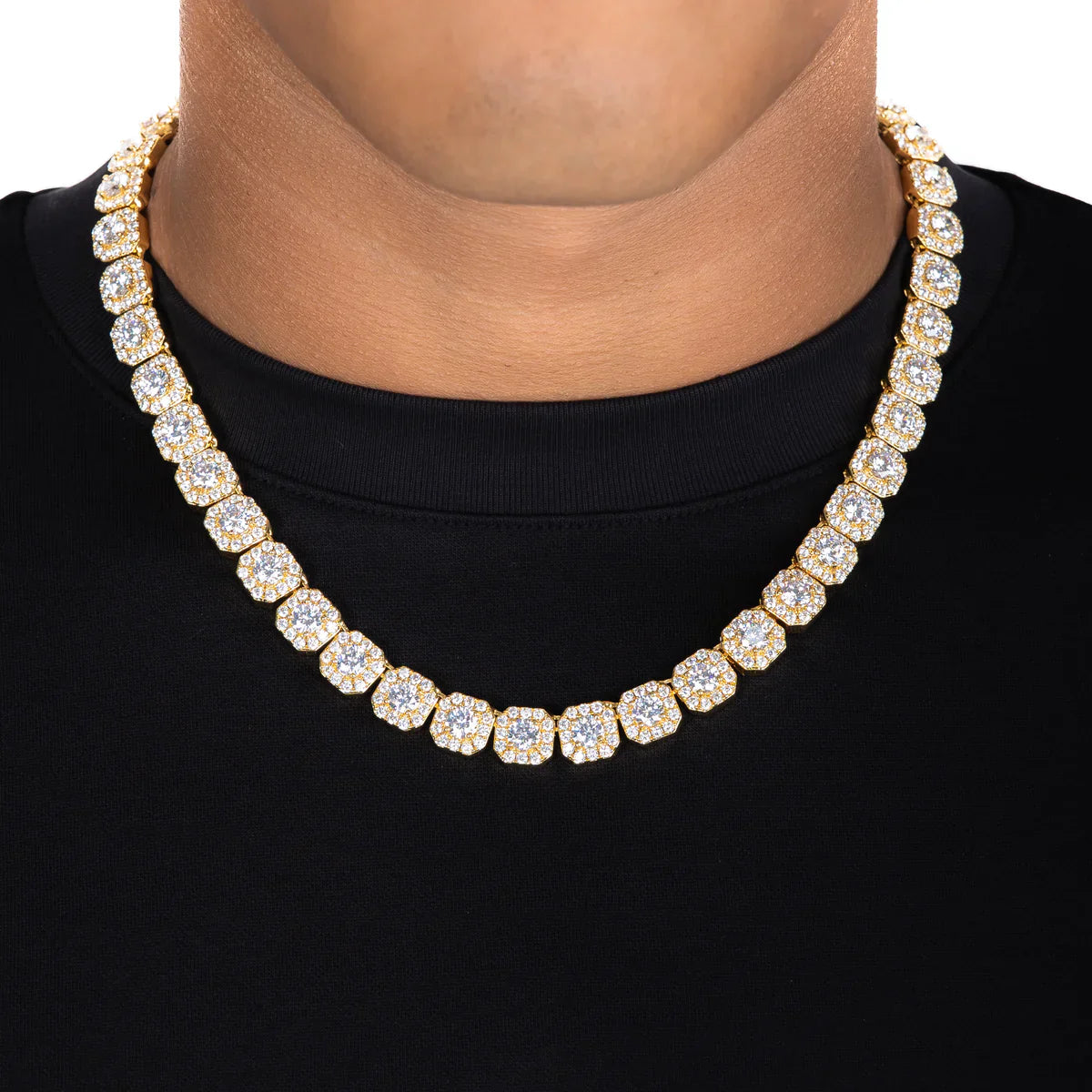 10MM CORRENTE CLUSTERED TENNIS - BANHADO A OURO 18K