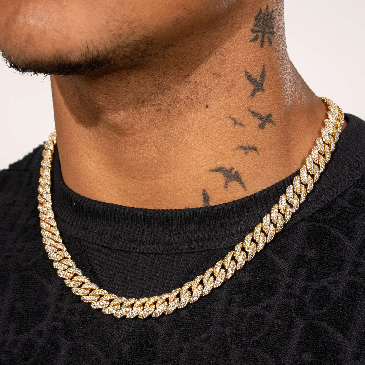 10MM CORRENTE ICED CUBAN LINK - BANHADO A OURO 18K