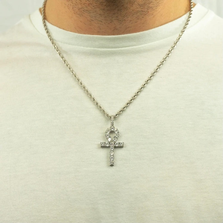 PINGENTE ICED ANKH - PRATA 925
