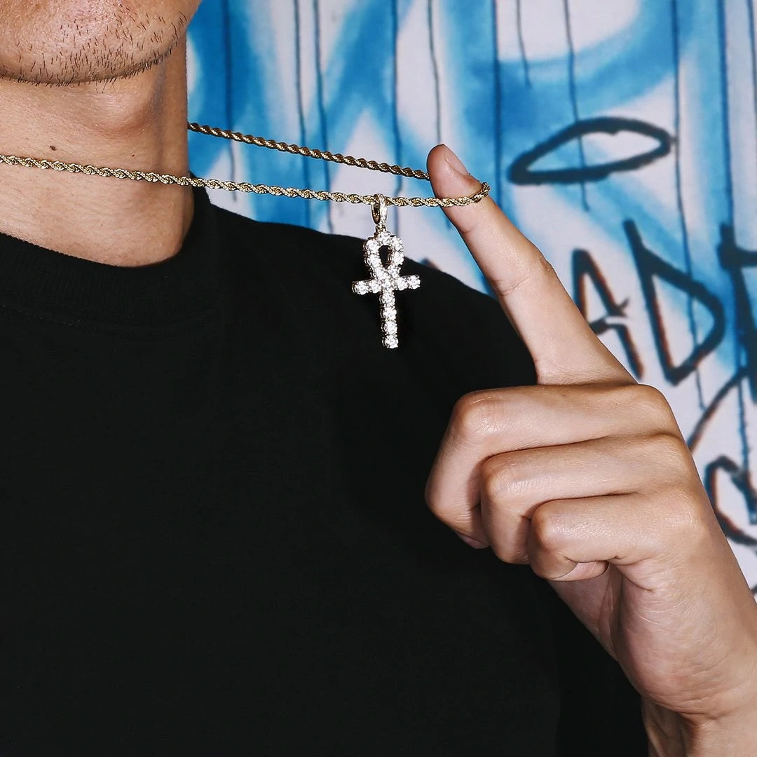 PINGENTE ICED ANKH - PRATA 925