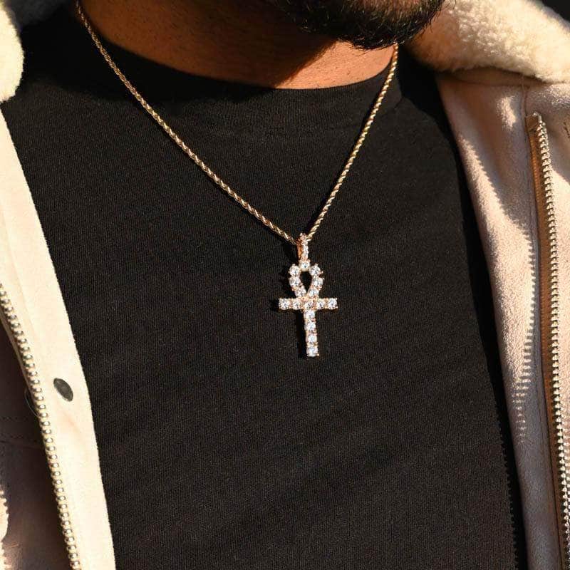 PINGENTE ICED ANKH - BANHADO A OURO 18K