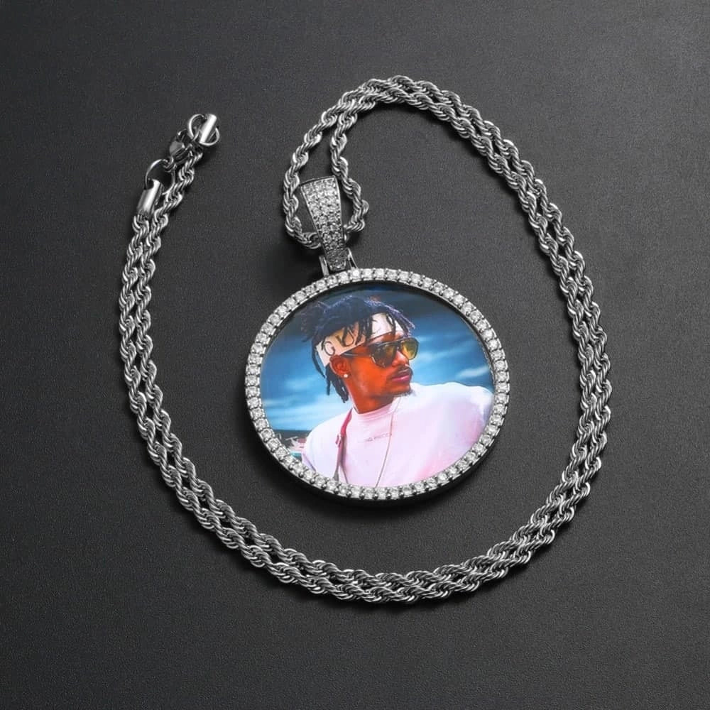Pingente LC Foto Personalizado e CORRENTE ROPE DE BRINDE