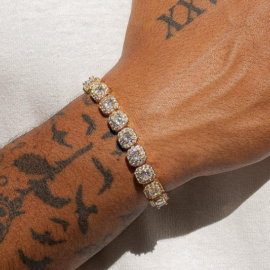10MM PULSEIRA CLUSTERED TENNIS  - BANHADO A OURO 18K