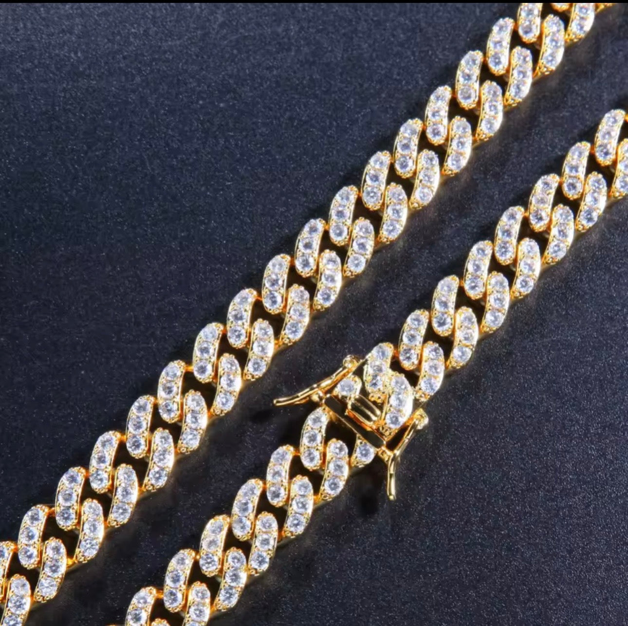 10MM CORRENTE ICED CUBAN LINK - BANHADO A OURO 18K