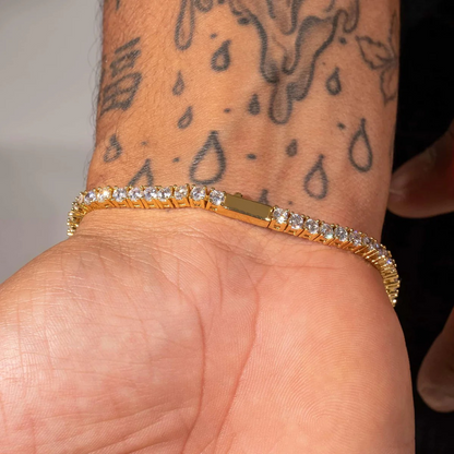 3MM PULSEIRA TENNIS PREMIUM - BANHADO A OURO 18K