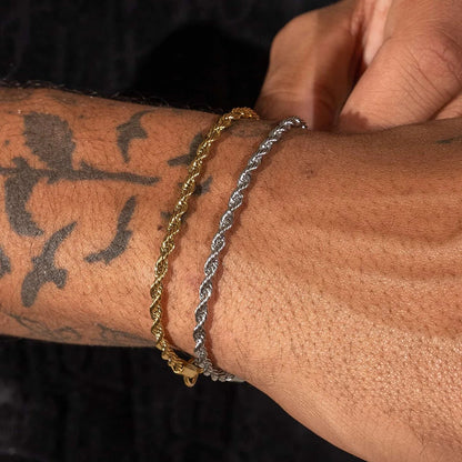 3MM PULSEIRA ROPE - BANHADO A OURO 18K