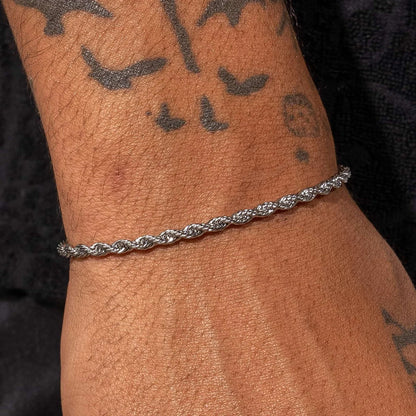 3MM PULSEIRA ROPE - BANHADA A PRATA 925