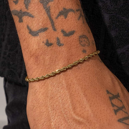 3MM PULSEIRA ROPE - BANHADO A OURO 18K
