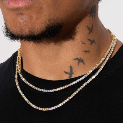 3MM CORRENTE TENNIS PREMIUM - BANHADO A OURO 18K