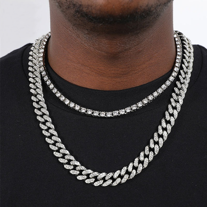 Corrente Cuban 13mm + Riviera 5mm (Ice Cravejadas)