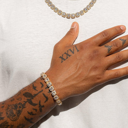 10MM PULSEIRA CLUSTERED TENNIS  - BANHADO A OURO 18K