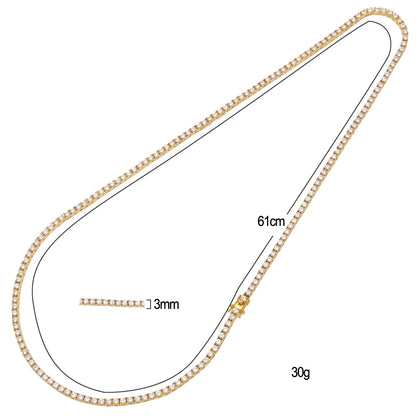 3MM CORRENTE TENNIS PREMIUM - BANHADO A OURO 18K