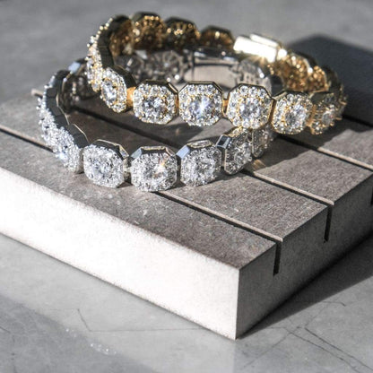 10MM PULSEIRA CLUSTERED TENNIS  - BANHADO A OURO 18K