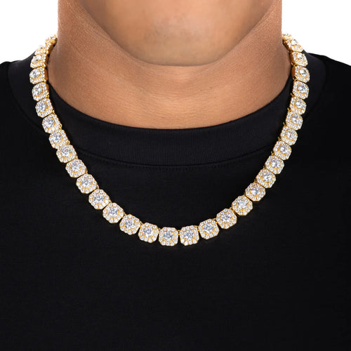 10MM CORRENTE CLUSTERED TENNIS  - BANHADO A OURO 18K