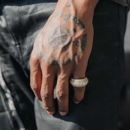 ANEL LAYERED DIAMOND - BANHADO A OURO 18K