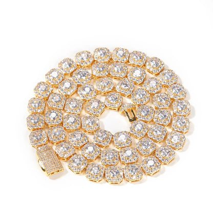 10MM CORRENTE CLUSTERED TENNIS  - BANHADO A OURO 18K