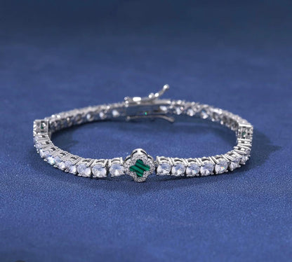 Pulseira 4mm Riviera Trevo Verde LC