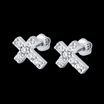 Brinco de Cruz Pequeno em Prata 925 (o par)