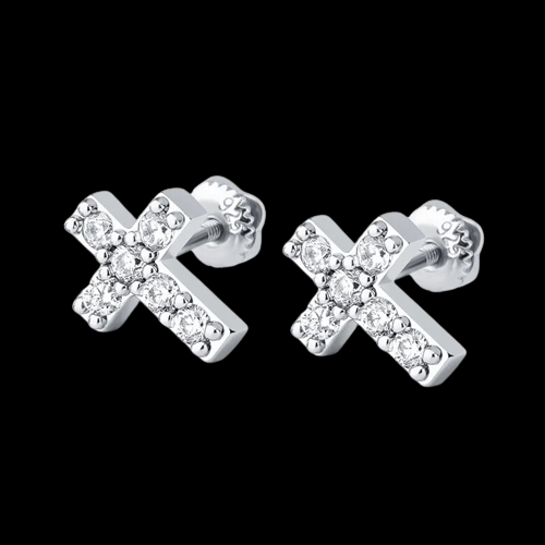 Brinco de Cruz Pequeno em Prata 925 (o par)