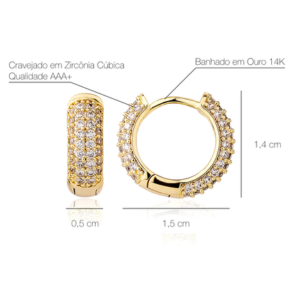 Brinco Masculino de Argola Round Ice Cravejado (o par)