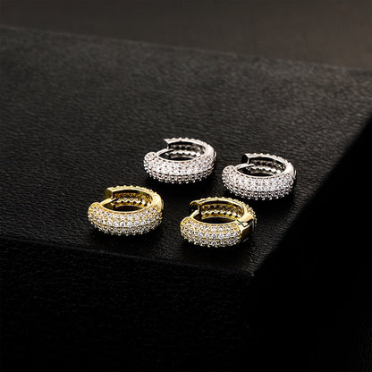 Brinco Masculino de Argola Round Ice Cravejado (o par)