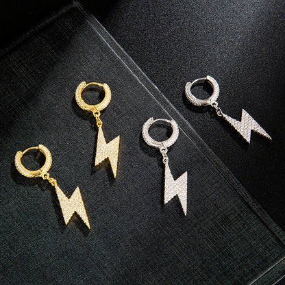 Brinco Masculino de Raio Ice Cravejado (o par)