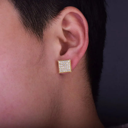 Brinco Quadrado Masculino 3.0 Ice Cravejado [o par]