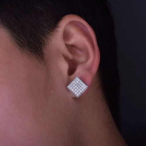 Brinco Quadrado Masculino 3.0 Ice Cravejado [o par]