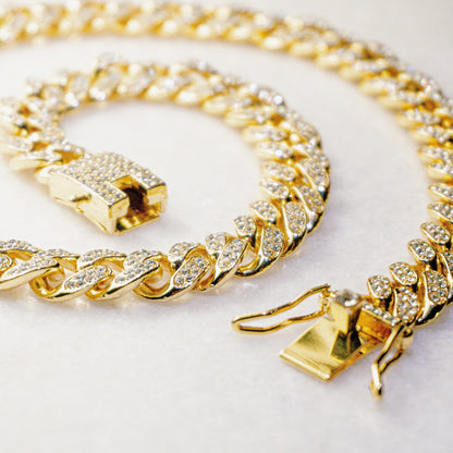 Corrente Cuban 13mm + Riviera 5mm (Ice Cravejadas)