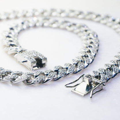 Corrente Cuban 13mm + Riviera 5mm (Ice Cravejadas)