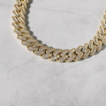 15MM CORRENTE BAGUETTE CUBAN LINK - BANHADO A OURO 18K