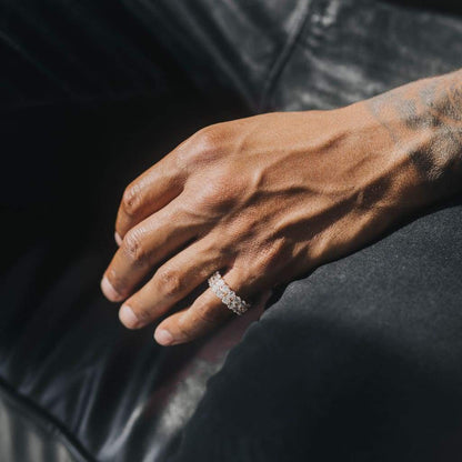 ANEL ICED DOUBLE ROW TENNIS - BANHADO A OURO 18K