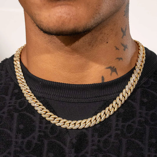 10MM CORRENTE ICED CUBAN LINK - BANHADO A OURO 18K