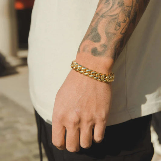 12MM PULSEIRA CUBAN LINK - BANHADO A OURO 18K