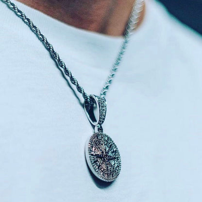 PINGENTE ICED COMPASS - PRATA 925