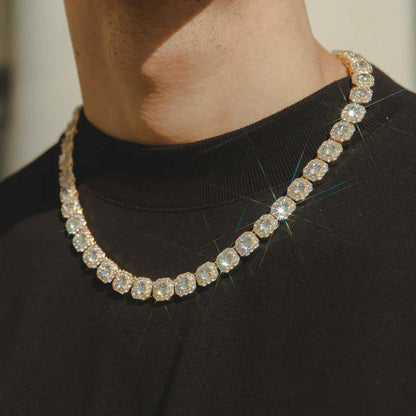 10MM CORRENTE CLUSTERED TENNIS  - BANHADO A OURO 18K