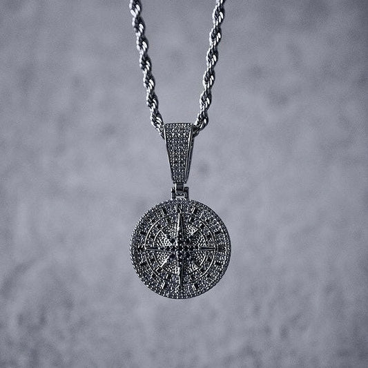 PINGENTE ICED COMPASS - PRATA 925