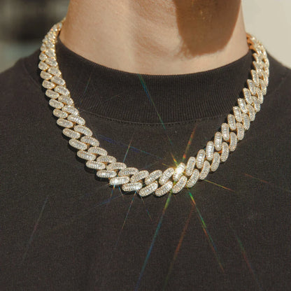 15MM CORRENTE BAGUETTE CUBAN LINK - BANHADO A OURO 18K