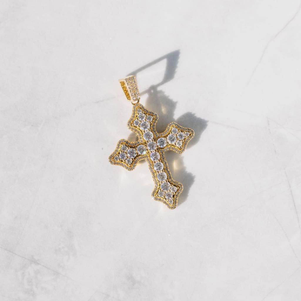 PINGENTE CLUSTERED CROSS  - BANHADO A OURO 18K