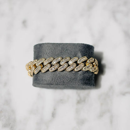 15MM PULSEIRA BAGUETTE CUBAN LINK - BANHADO A OURO 18K