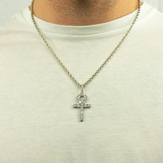 PINGENTE ICED ANKH - PRATA 925