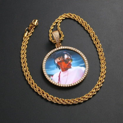 Pingente LC Foto Personalizado e CORRENTE ROPE DE BRINDE