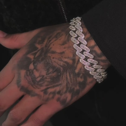 PULSEIRA CRAVEJADA BAGUETTE CUBAN LINK (15MM)
